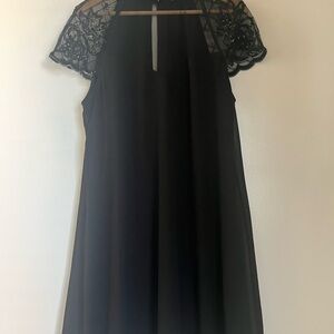 Lipsy Black Midi Dress with Sequin Sleeves